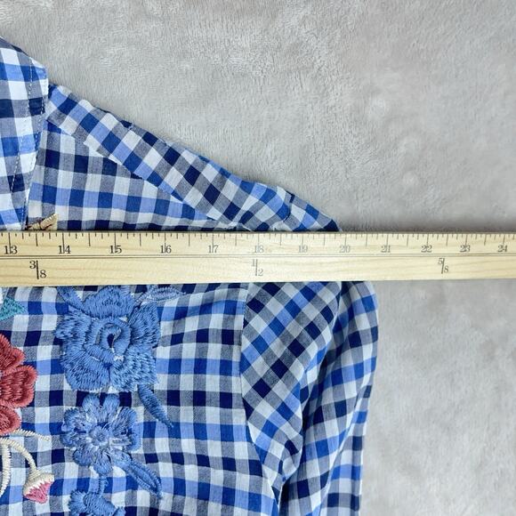 Johnny Was Workshop Taryn Runic 3X Gingham Embroidered Ruffle Cottagecore *FLAW* - Picture 12 of 13